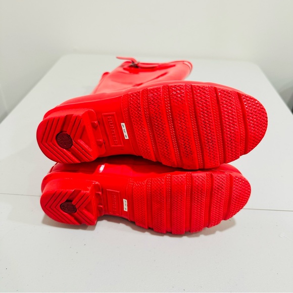 Hunter Original Tall Gloss Women's Red Coral Rubber Knee-High Rain Boot US 6 - Picture 6 of 9